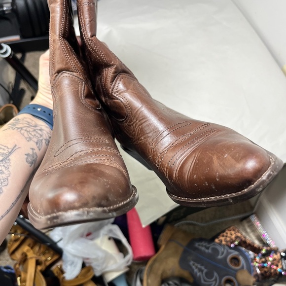 Womens sz 8M Matisse Chocolate Leather Point Toe Cowboy Western Pull Up Boots - Picture 12 of 14